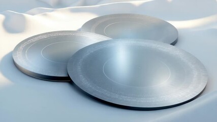 Poster - Set of Three Silicon Wafers of Varying Sizes on White Background
