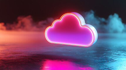 Poster - Dynamic cloud icon illustration in digital environment futuristic aesthetic abstract concept for technology