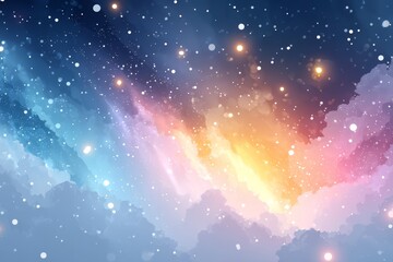 Wall Mural - Starry Night Sky With Cloud Patterns
