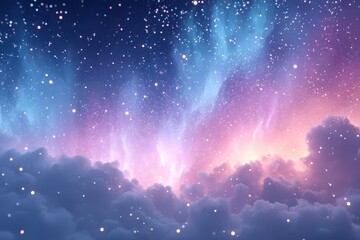 Wall Mural - Evening Sky With Colorful Stars And Clouds