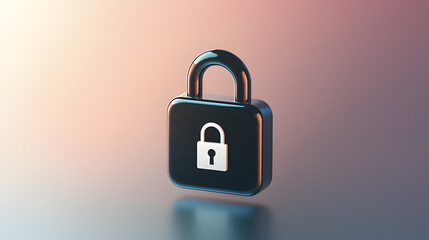 Poster - Digital lock icon floating in clean environment technology concept visualization modern design