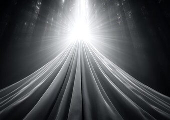Wall Mural - Abstract Monochromatic Image Of Converging Light Rays On Draped Fabric