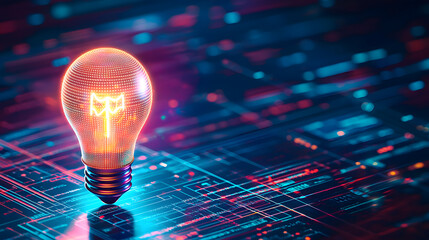Aufkleber - Illuminating innovation glowing light bulb digital landscape stock image futuristic close-up conceptual power