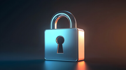 Poster - Secured digital lock mechanism virtual environment 3d model contemporary setting close-up digital security concept