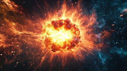 Poster - explosion with futuristic energy bursts and glowing plasma, fully isolated