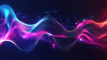 Poster - vector concept with abstract digital waves and neon glowing effects