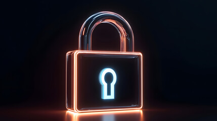 Poster - Digital lock illustration virtual environment 3d render futuristic design high-tech concept