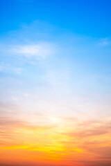 Wall Mural - beautiful , luxury soft gradient orange gold clouds and sunlight on the blue sky perfect for the bac