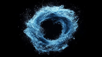 Poster - Abstract Blue Water Splash Ring Design Element Perfect for Backgrounds Modern Artistic Digital Image High Resolution Swirling Texture Ocean Wave      