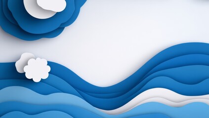 Wall Mural - Abstract Blue Water Waves and Clouds Background