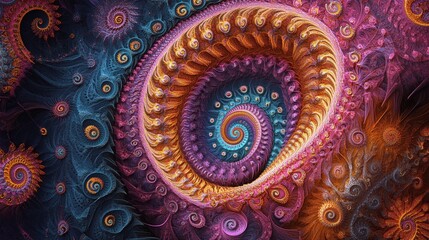 Poster - A hypnotic fractal pattern with infinite swirling details and vibrant colors.