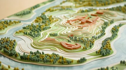 Poster - Desktop with land registry maps and topographic overlays for development