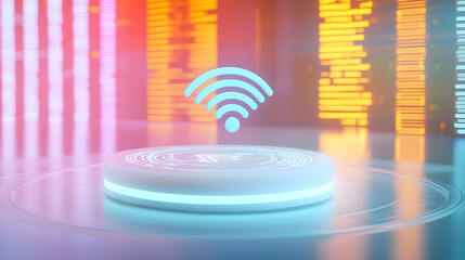 Poster - Wireless signal visualization digital environment graphic design high-tech space futuristic view connectivity concept