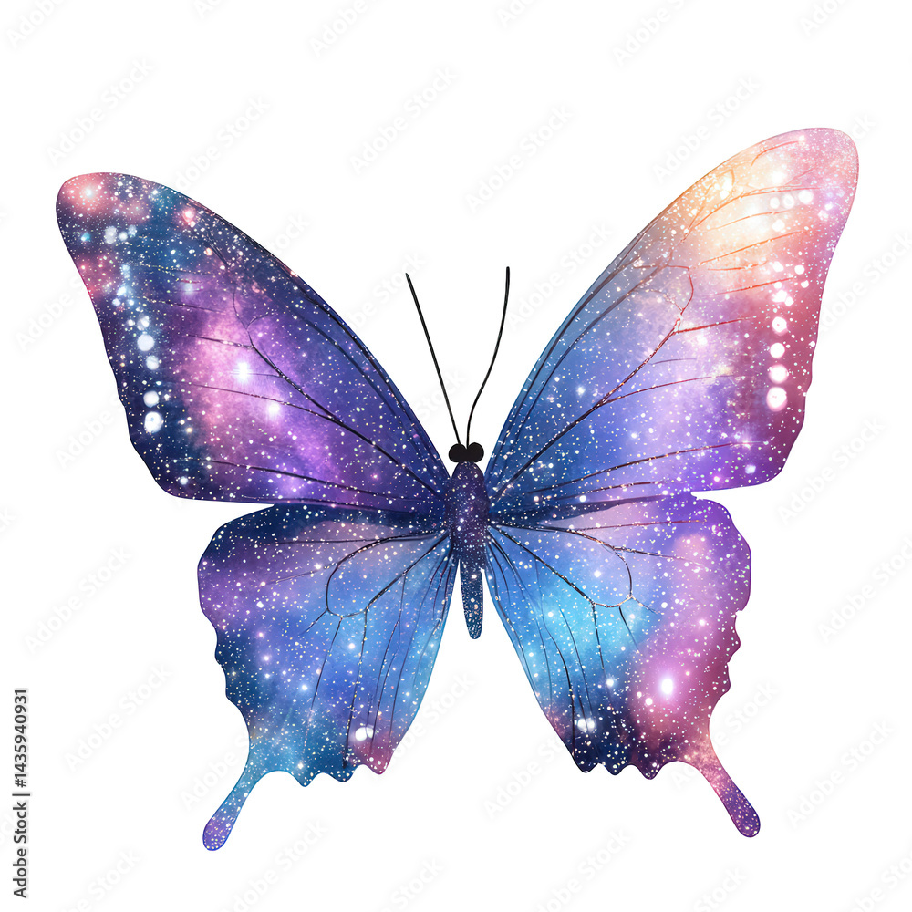 butterfly designed with a cosmic theme. showcasing vibrant colors