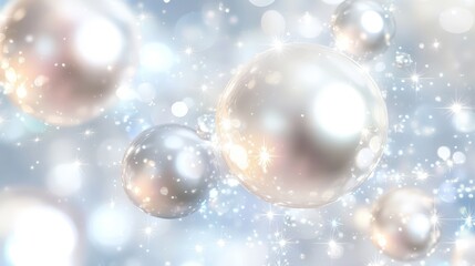 Poster - luxury pearl bubbles background with soft, shimmering white and silver orbs in a delicate arrangement