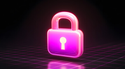 Poster - Digital security innovation photorealistic floating lock icon technology graphic design futuristic close-up secure data