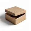 © Saif - vminimal square cardboard gift box mockup with lid slightly open placed on clean white background for branding and product packaging design previews