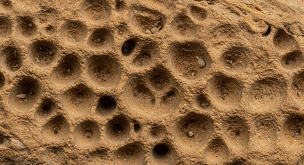 Aufkleber - Detailed CloseUp of Eroded Rock Surface with Numerous Circular Depressions