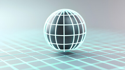 Poster - Global connectivity visualized ultraclean ui illustration of a 3d sphere on a gridded background