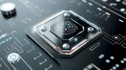 Poster - Innovative neural ai chip design futuristic lab digital illustration high-tech environment close-up view cutting-edge concept for seo impact
