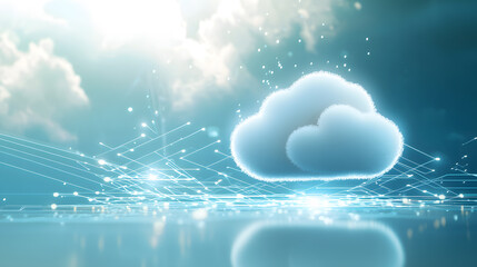 Poster - Soft cloud icon illustration digital art technology environment futuristic viewpoint ultraclean ui concept for modern design