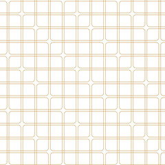 Abstract geometric pattern with crosses, stripes, lines. Seamless vector background. White and gold ornament. Modern reticulated graphic design.
