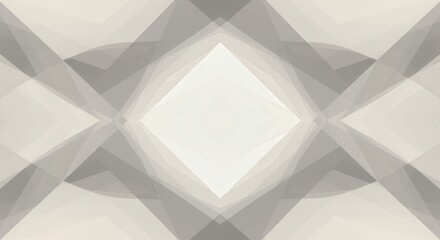 Poster - Symmetrical Diamond Composition with Overlapping Translucent Geometric Shapes in Soft Grayscale