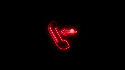 Poster - Incoming call icon animated with red neon light effect on black background