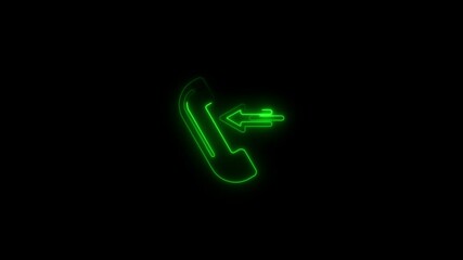 Poster - Outgoing phone call icon with green neon glow on black background