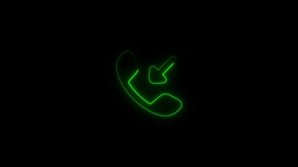 Poster - Incoming call green neon glowing animation against black background