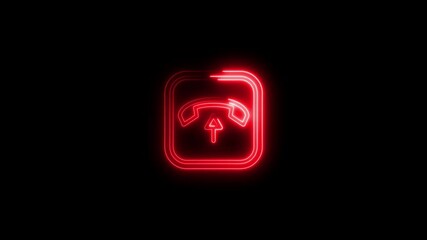 Poster - Red neon style missed call icon on black background for graphic projects