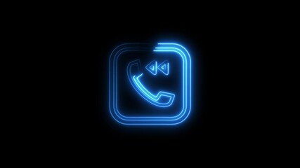 Poster - Glowing blue missed call icon animation on black background for digital design