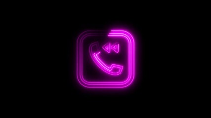Poster - Missed call notification with rewind symbol glowing neon light isolated on black