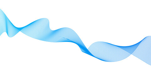 Poster - abstract vector background with blue wavy lines, blue minimal round lines abstract background, perfe