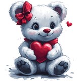 Cute teddy bear holding a heart