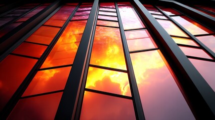 Poster - Abstract Fiery Orange and Red Grid Pattern Background