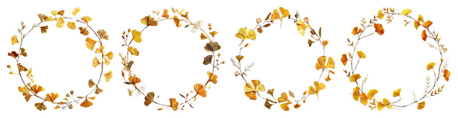 Wall Mural - png autumn floral wreath collection, element set on transparent background