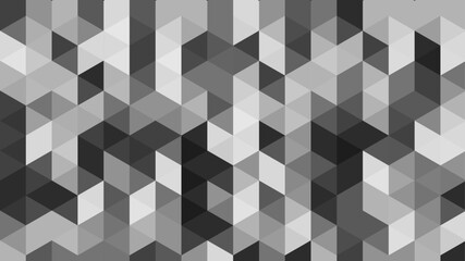 Poster - Abstract gray seamless geometric pattern polygon mosaic vector background illustration. Seamless black and white geometric pattern low-poly backdrop background. Black white triangle geometric pattern
