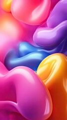 Poster - Colorful abstract shapes blend together, creating a vibrant and dynamic visual experience in a fluid composition