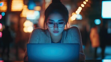 Aufkleber - Young businesswoman is using laptop for cyber security protection. cyber security concept, user privacy security and encryption, secure internet access Future technology,cybernetics, screen padlock