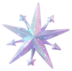 Poster - png four-pointed starburst glitter pastel art.