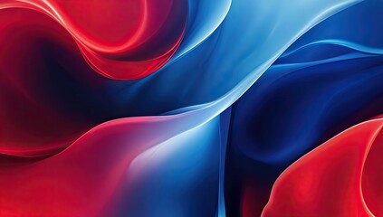 Poster - Waves of red and blue colors blend together in an artistic composition