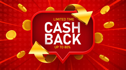 Wall Mural - cashback icon. cashback or money back label.