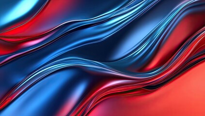 Poster - Abstract flowing patterns in vibrant red and blue colors create a dynamic visual experience in a modern design setting