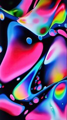 Poster - Colorful abstract shapes blend and dance in vibrant patterns on a dark background creating a mesmerizing visual experience