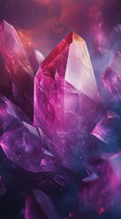 Poster - Colorful crystal formations reflecting light in an ethereal environment