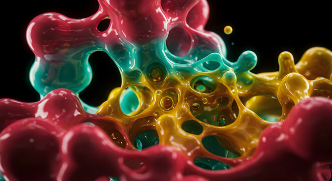 Abstract Multicolored Interconnected Organic Structure With Bright Gradient