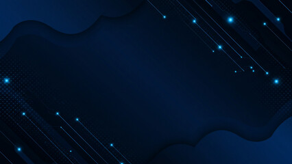 Poster - Abstract Dark Blue Background with Geometric Lines and Dots