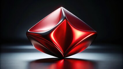Canvas Print - a metallic red abstract shape with clean edges and a sharp contrast against the black background
