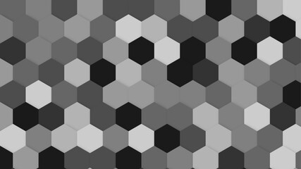 Poster - Black, white, and gray colorful abstract honeycomb pattern for technology background. Hexagonal shapes, dark gray and black, interconnected honeycomb pattern for design background. 